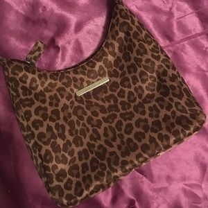 Nine West leopard cheetah satin mini purse bag 90s